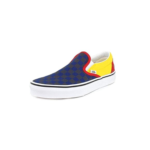 Vans Classic Slip On Blue Check/Yellow/Red Men 6.5/Women 8 - Picture 1 of 2